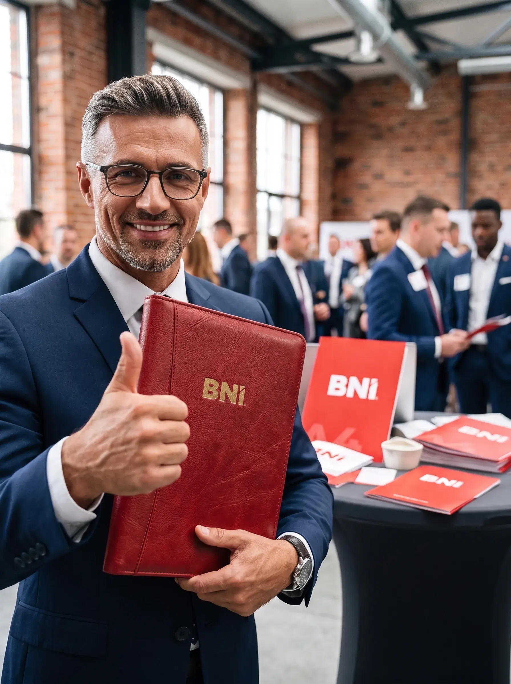 Celebrating an award at a BNI event