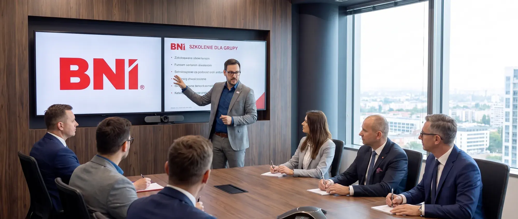 Training for a Chapter: the trainer at a screen, participants at a conference table